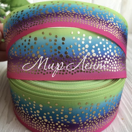 Репс з розсипом (фольга), 4 см, яскравий райдужний, метр