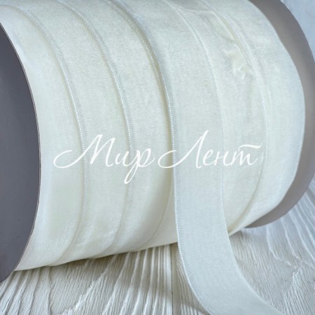 Стрічка велюр, 2,5 см, айворі, метр