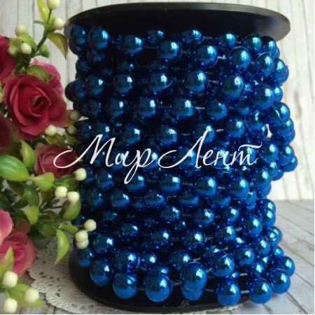 Новорічні намисто, 10 мм, синій, метр