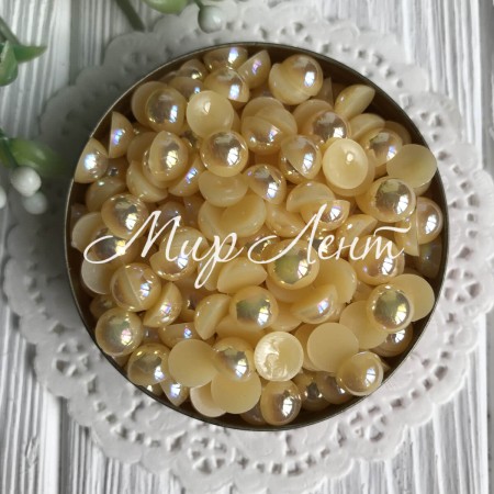 Полубусина, 8 мм, нежно-желтый перламутр, 100 шт.